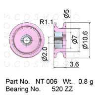 Guide Pulleys, Solid Ceramic Pulley, part No. NT 006