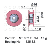 Guide Pulleys,Solid Ceramic Pulley, part No. NT 032 F